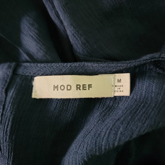 MOD REF Womens Navy Jumpsuit Sz M Wide Leg Short Sleeve Back Button Side Zip - Picture 9 of 11